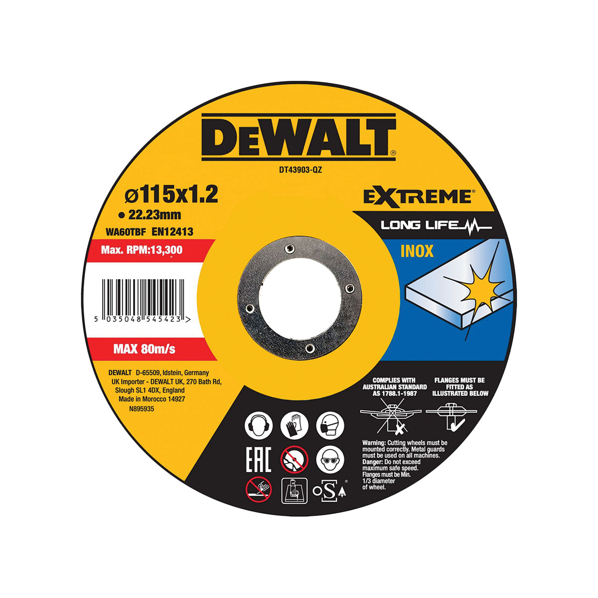 Disco abrasivi extreme taglio ACCIAIO INOX - PIATTO - DeWALT Disco abrasivi extreme taglio ACCIAIO INOX - PIATTO - DeWALT